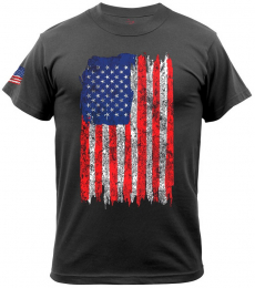 ROTHCO® Tričko ROTHCO® DISTRESSED US FLAG černá